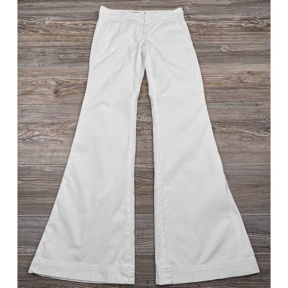 Theory Trousers Women's 2 Ivory Micro Corduroy Wide Leg Pant USA #41004212 - Picture 1 of 14